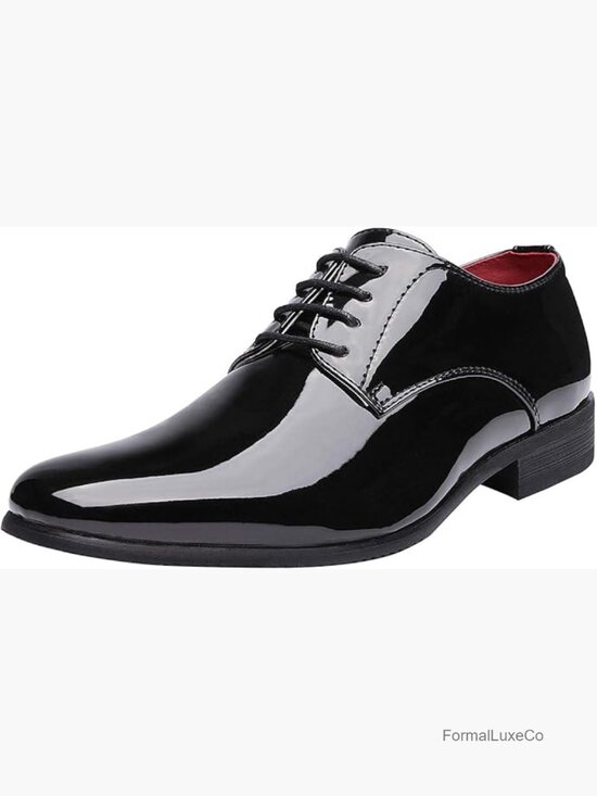Men\'s Faux Patent Leather Tuxedo Oxford Dress Shoes Lace Up Formal main image 4